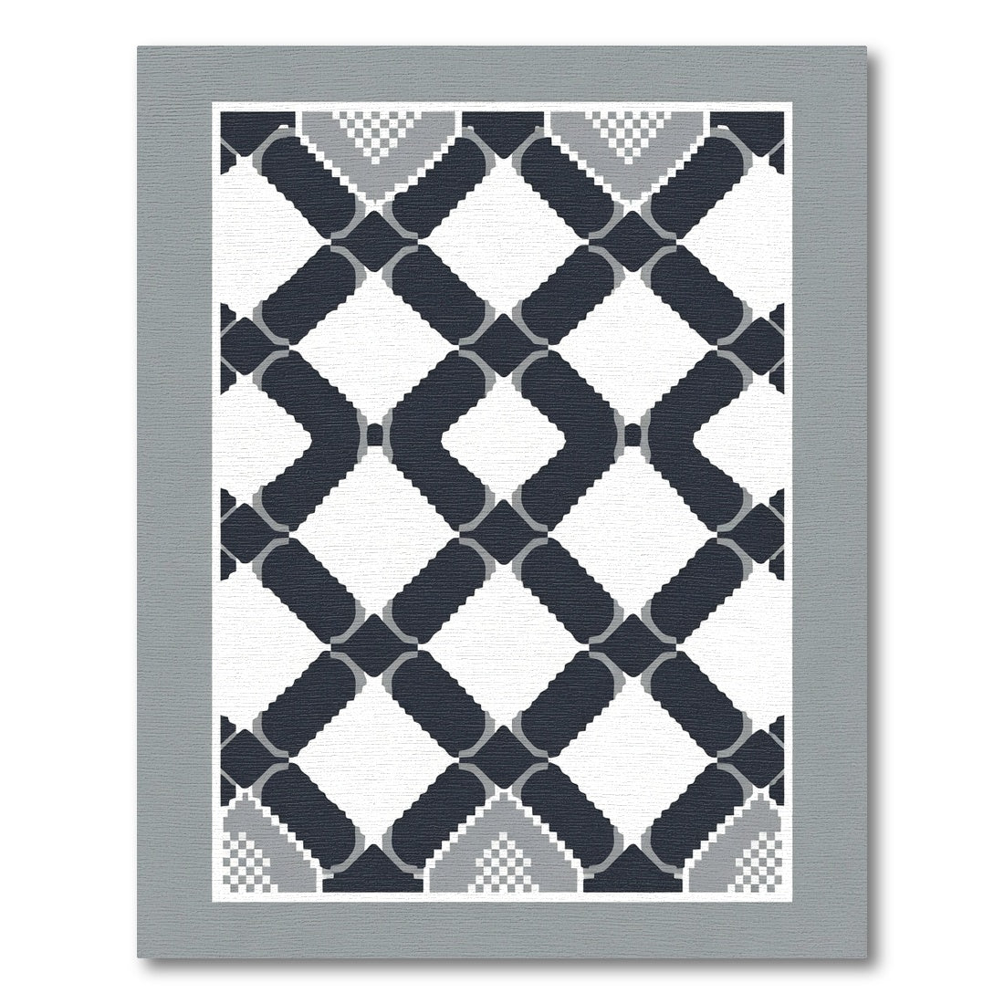 Geometric Lattice Dark Blue White Rug