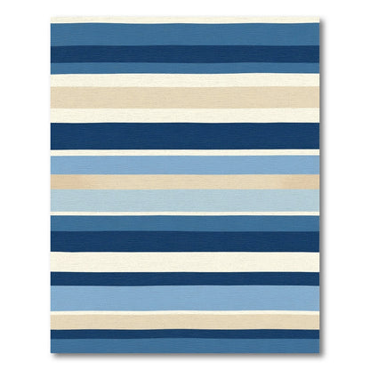 Deep Blue Coastal Stripe Rug