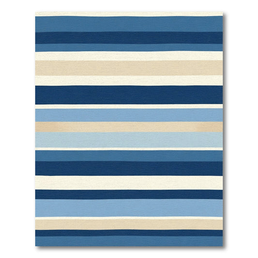 Deep Blue Coastal Stripe Rug