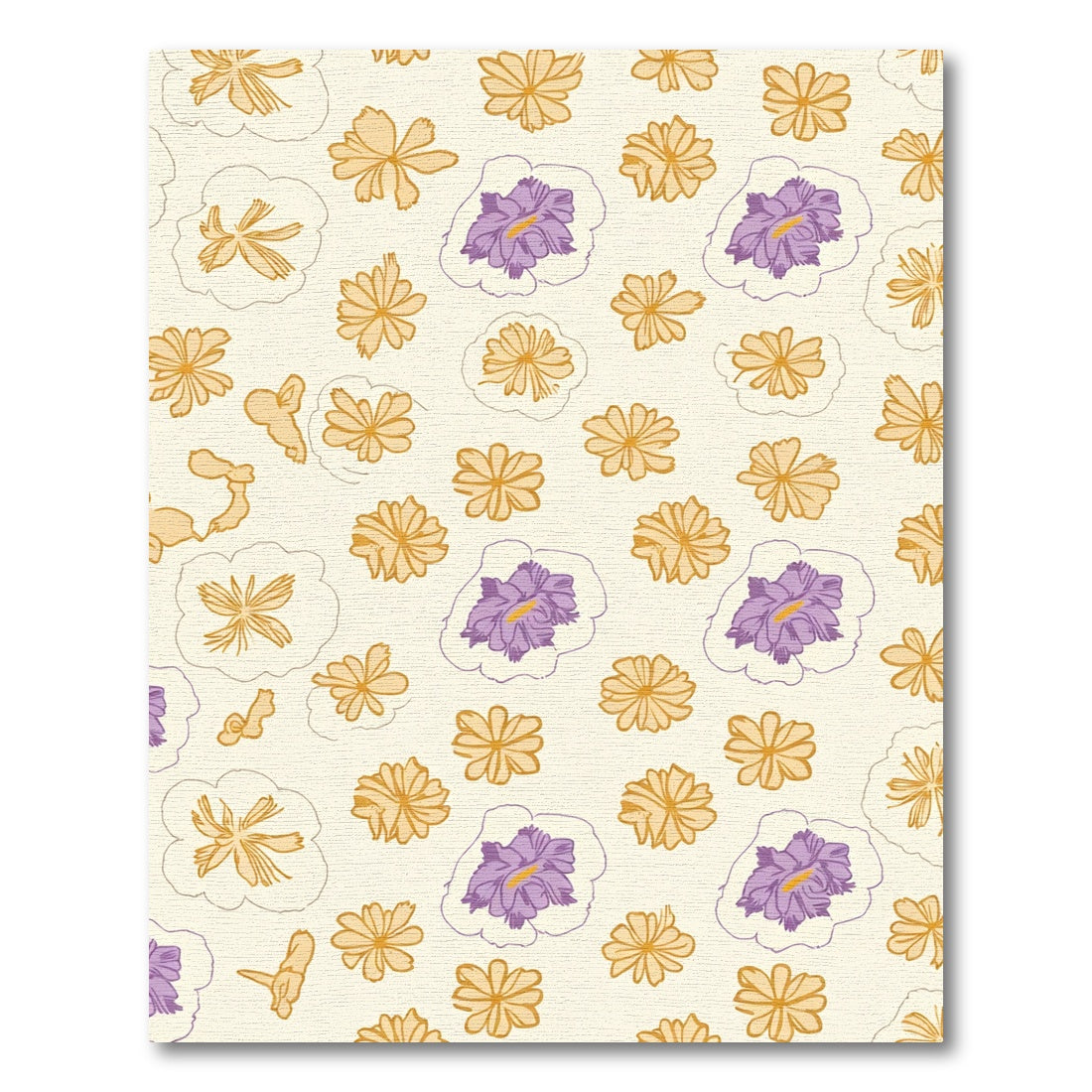 Cream Golden Purple Floral Scatter Rug