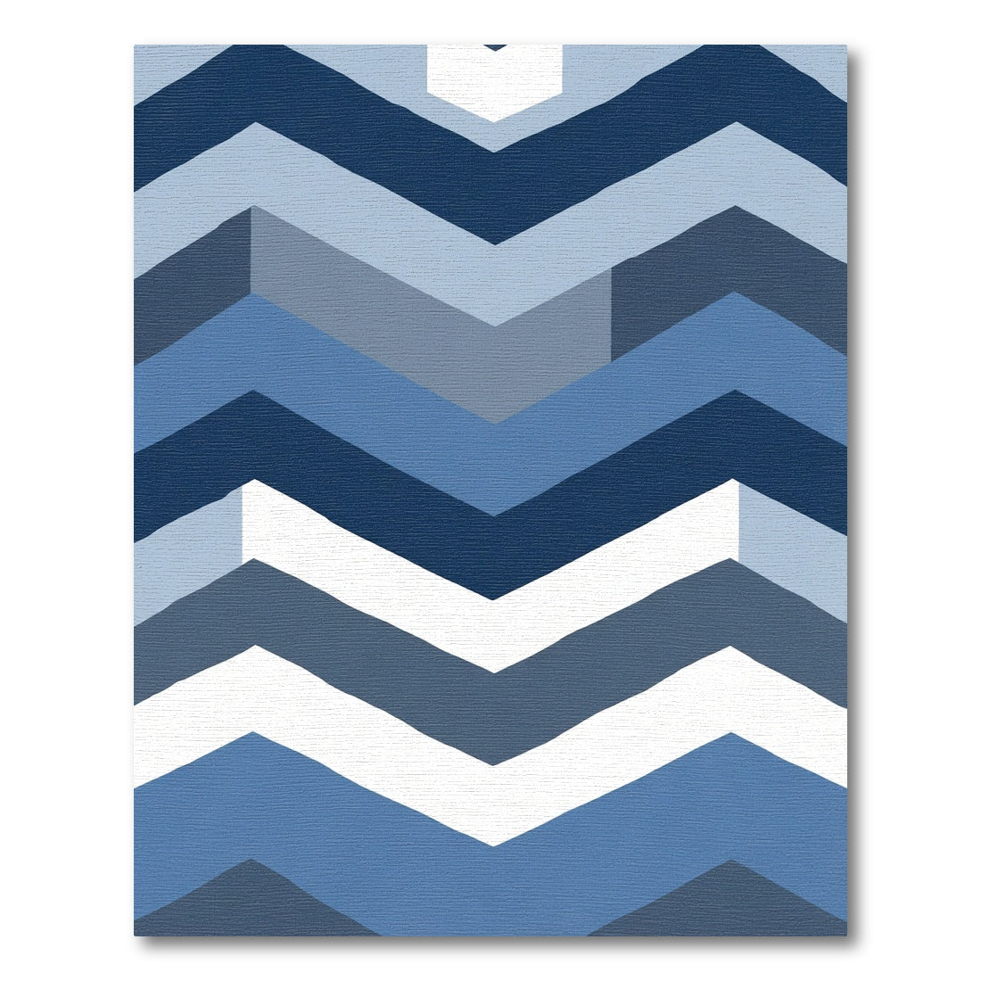 Graduated Blue Chevron Geometric Rug