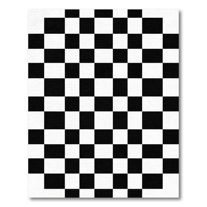 Black White Grid Check Rug
