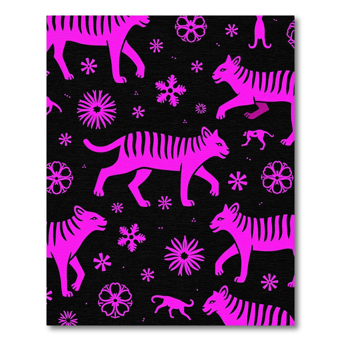 Bold Pink Tiger Floral Snowflake Repeat Rug