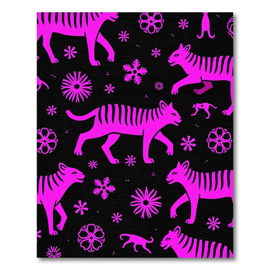 Bold Pink Tiger Floral Snowflake Repeat Rug