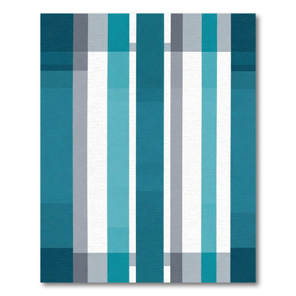 Modern Teal Gray Vertical Stripe Rug