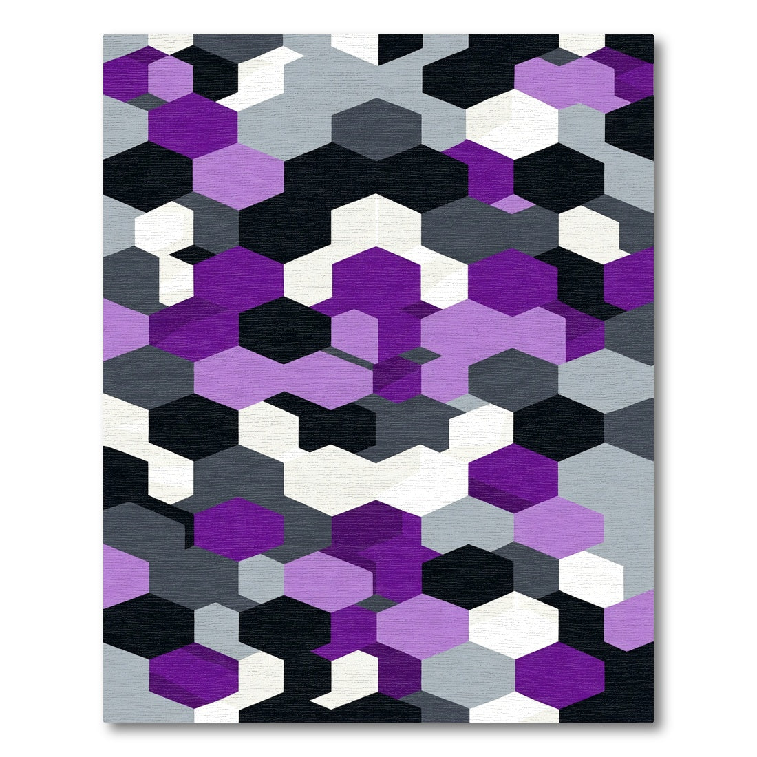 Geometric Purple Black Gray Hexagons Rug