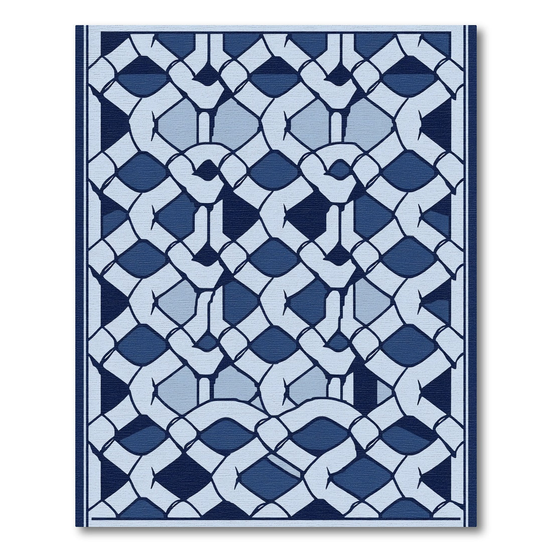 Blue Geometric Lattice Weave Rug