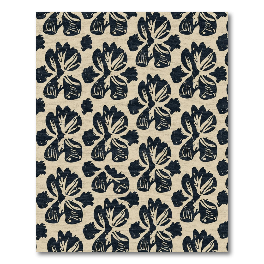 Bold Navy Iris Flower Pattern Rug
