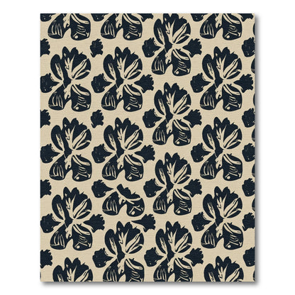 Bold Navy Iris Flower Pattern Rug