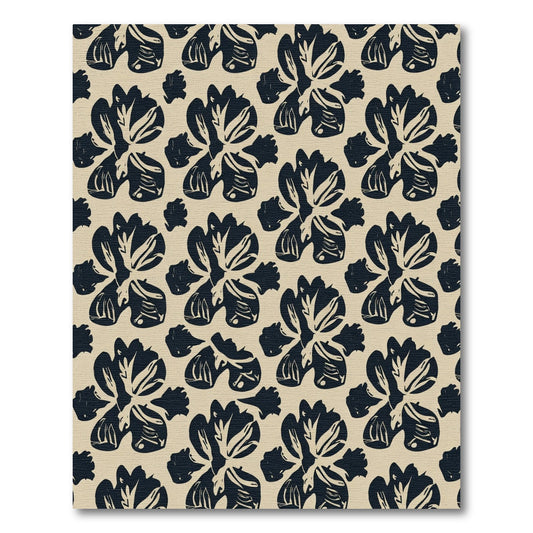 Bold Navy Iris Flower Pattern Rug