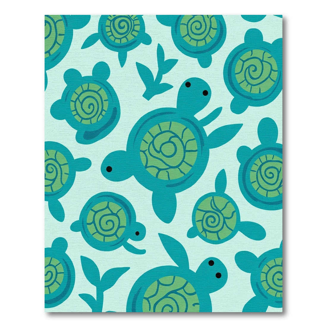 Teal Green Swirling Turtle Family Rug