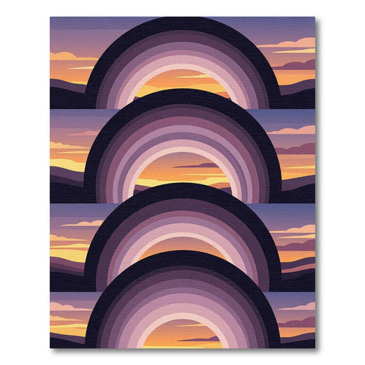 Layered Sunset Arch Gradient Rug