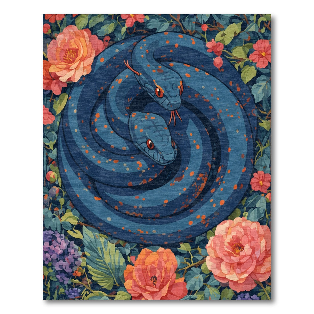 Serpent Floral Garden Blue Rug