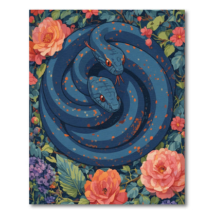 Serpent Floral Garden Blue Rug