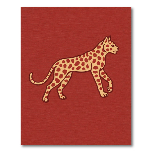 Golden Cheetah Spots on Red Field Rug