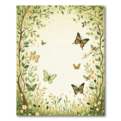 Whimsical Garden Butterflies Green Yellow Rug