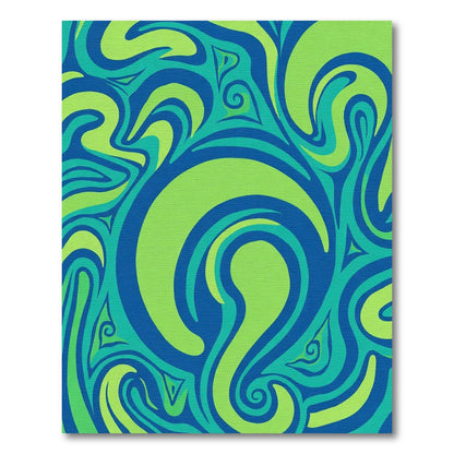Groovy Blue Green Swirl Abstract Rug