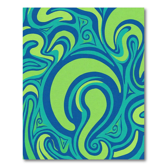 Groovy Blue Green Swirl Abstract Rug
