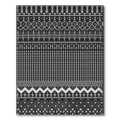 Black White Heritage Tribal Area Rug