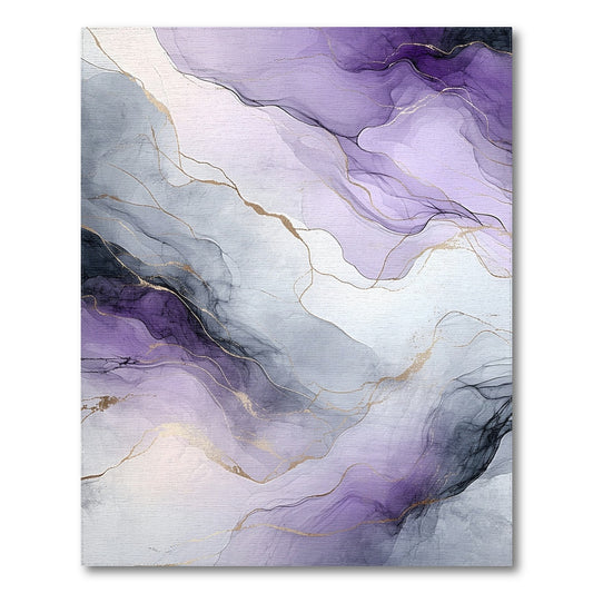 Purple Gold Abstract Washable Area Rug
