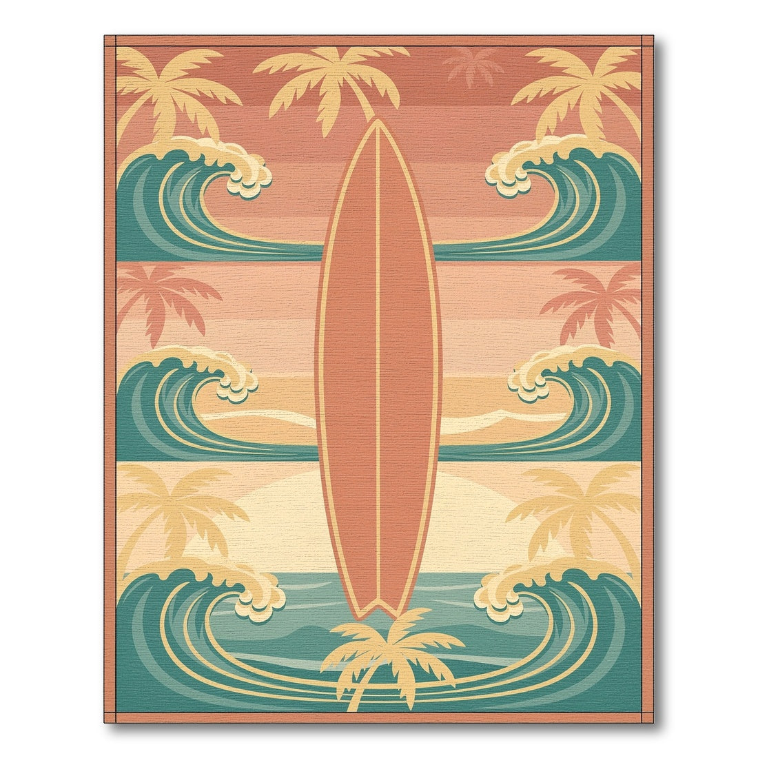 Vintage Surfboard Coastal Area Rug