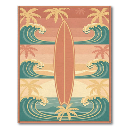 Vintage Surfboard Coastal Area Rug