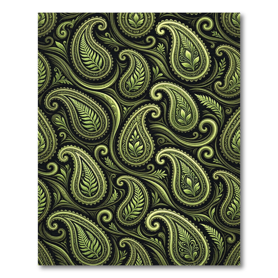 Elegant Lime Green Paisley Swirl Rug
