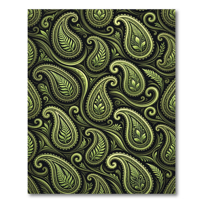 Elegant Lime Green Paisley Swirl Rug