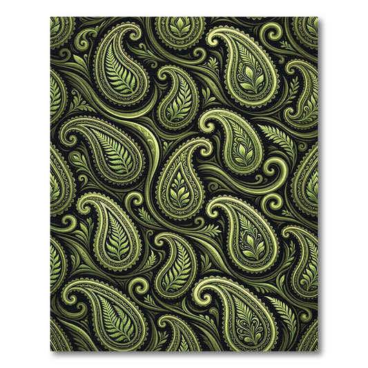 Elegant Lime Green Paisley Swirl Rug