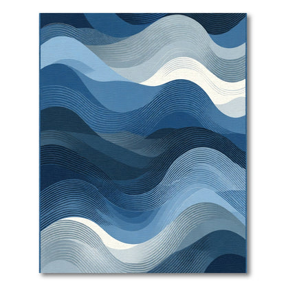Shades Of Blue Wavy Lines Rug