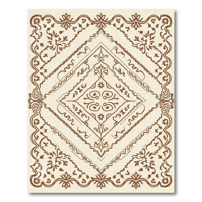 Antique Brown Paisley Medallion Border Rug