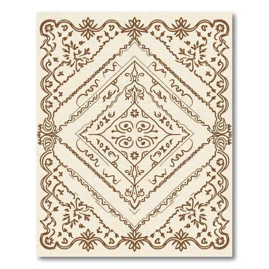 Antique Brown Paisley Medallion Border Rug