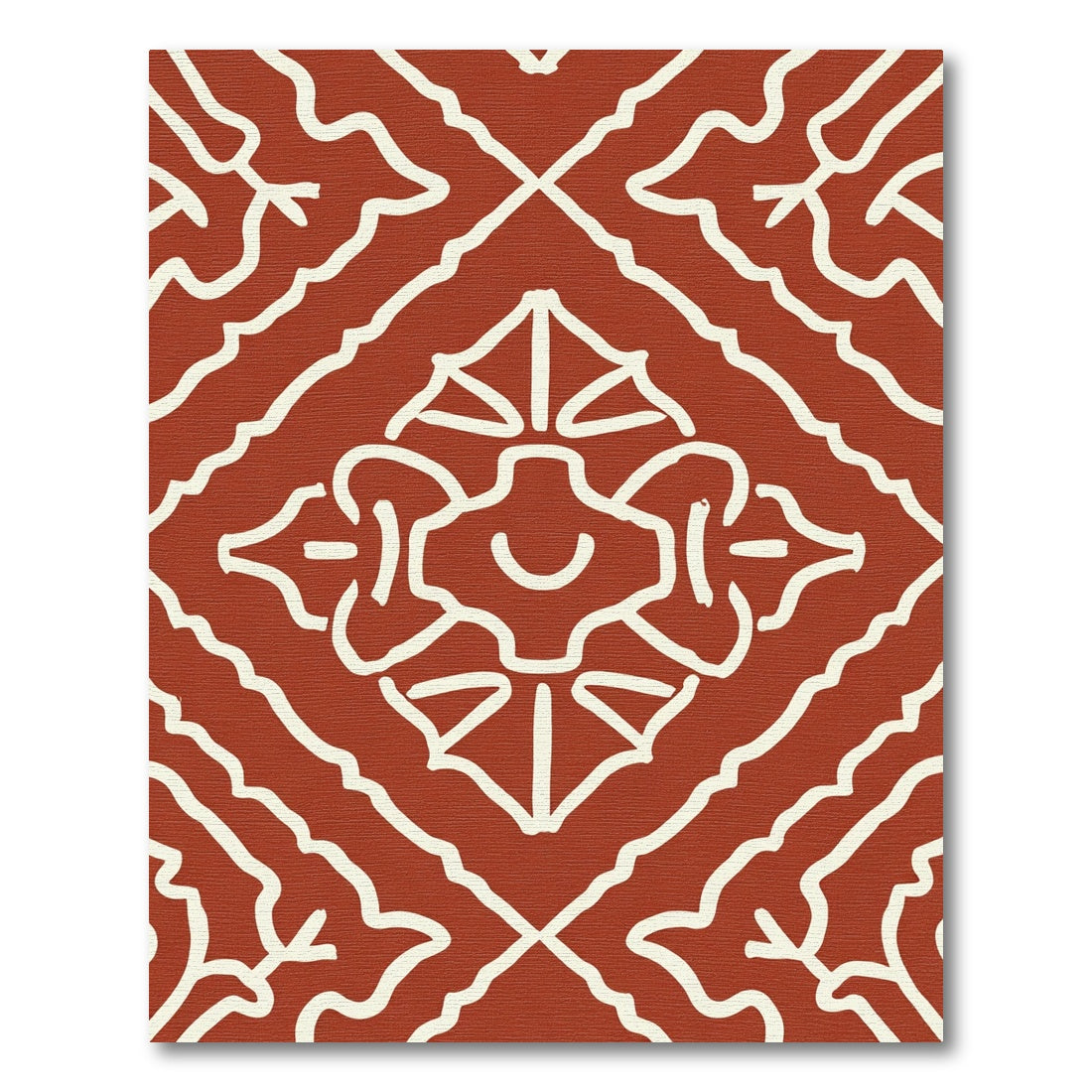 Terracotta Ivory Organic Medallion Rhombus Rug