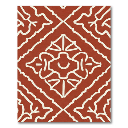 Terracotta Ivory Organic Medallion Rhombus Rug