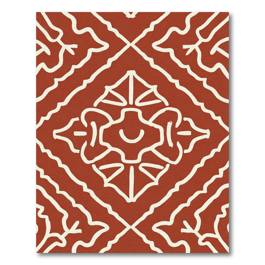Terracotta Ivory Organic Medallion Rhombus Rug