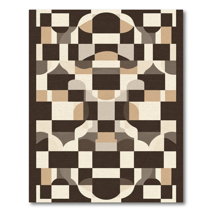 Retro Geometric Abstract Checkered Rug