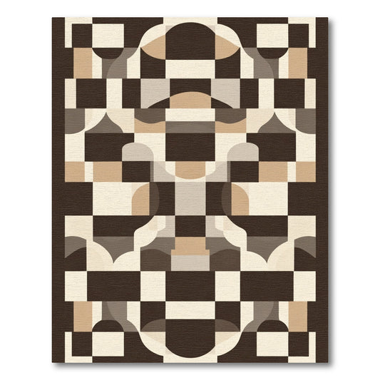Retro Geometric Abstract Checkered Rug