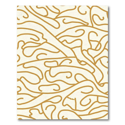 Golden Swirl Abstract Line Art Rug