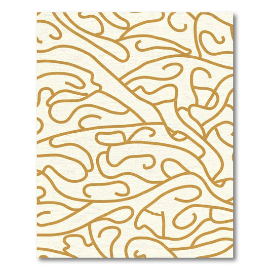 Golden Swirl Abstract Line Art Rug