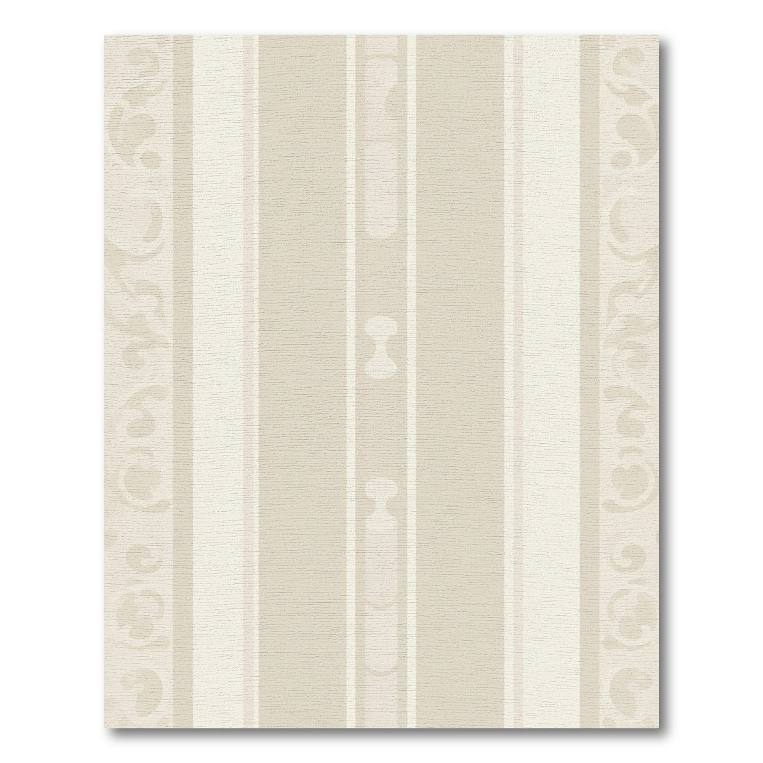 Neutral Cream Stripe Scroll Border Rug