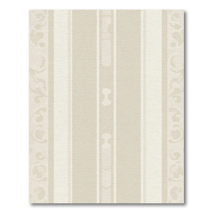 Neutral Cream Stripe Scroll Border Rug