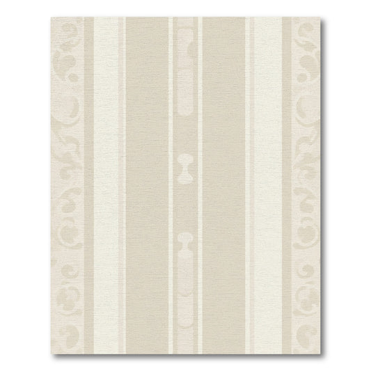 Neutral Cream Stripe Scroll Border Rug