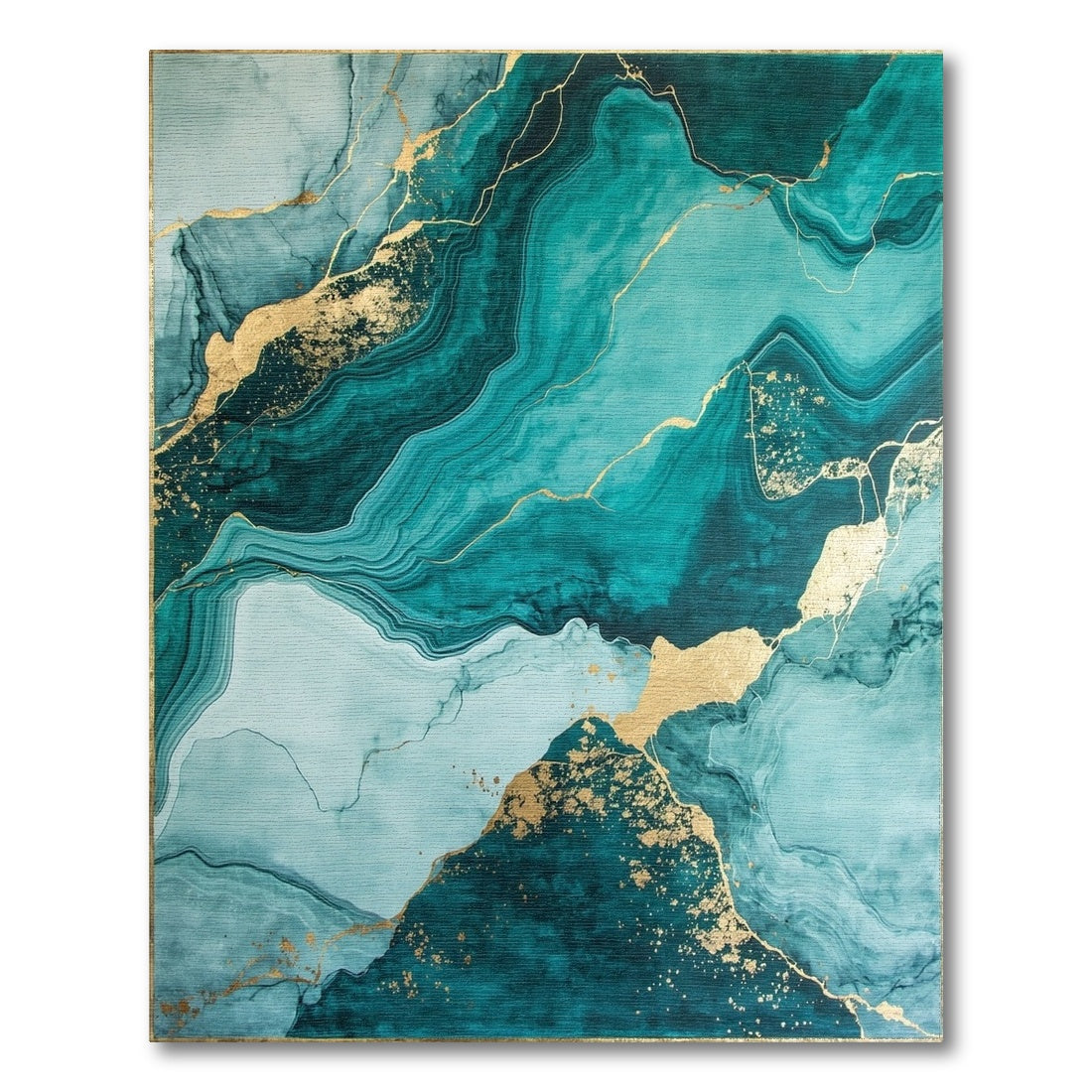 Teal Marble Gold Vein Rug