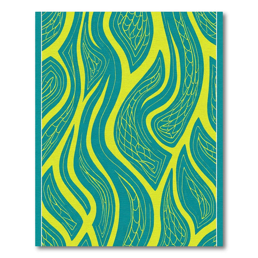 Teal Yellow Flowing Organic Lines Rug