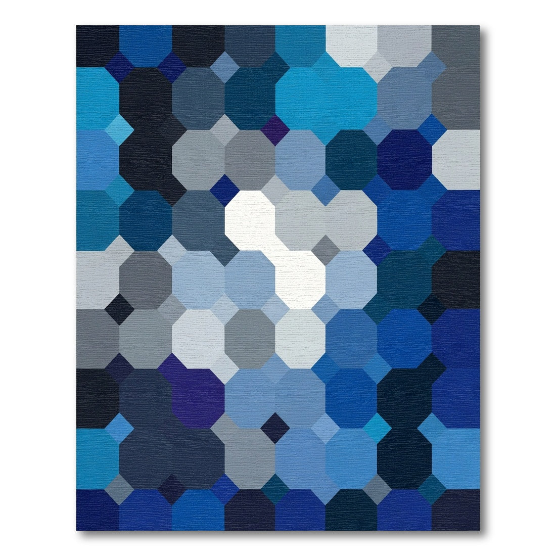 Deep Blue Octagon Mosaic Rug