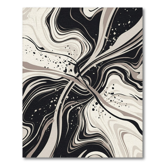 Swirl Black White Abstract Swirl Area Rug