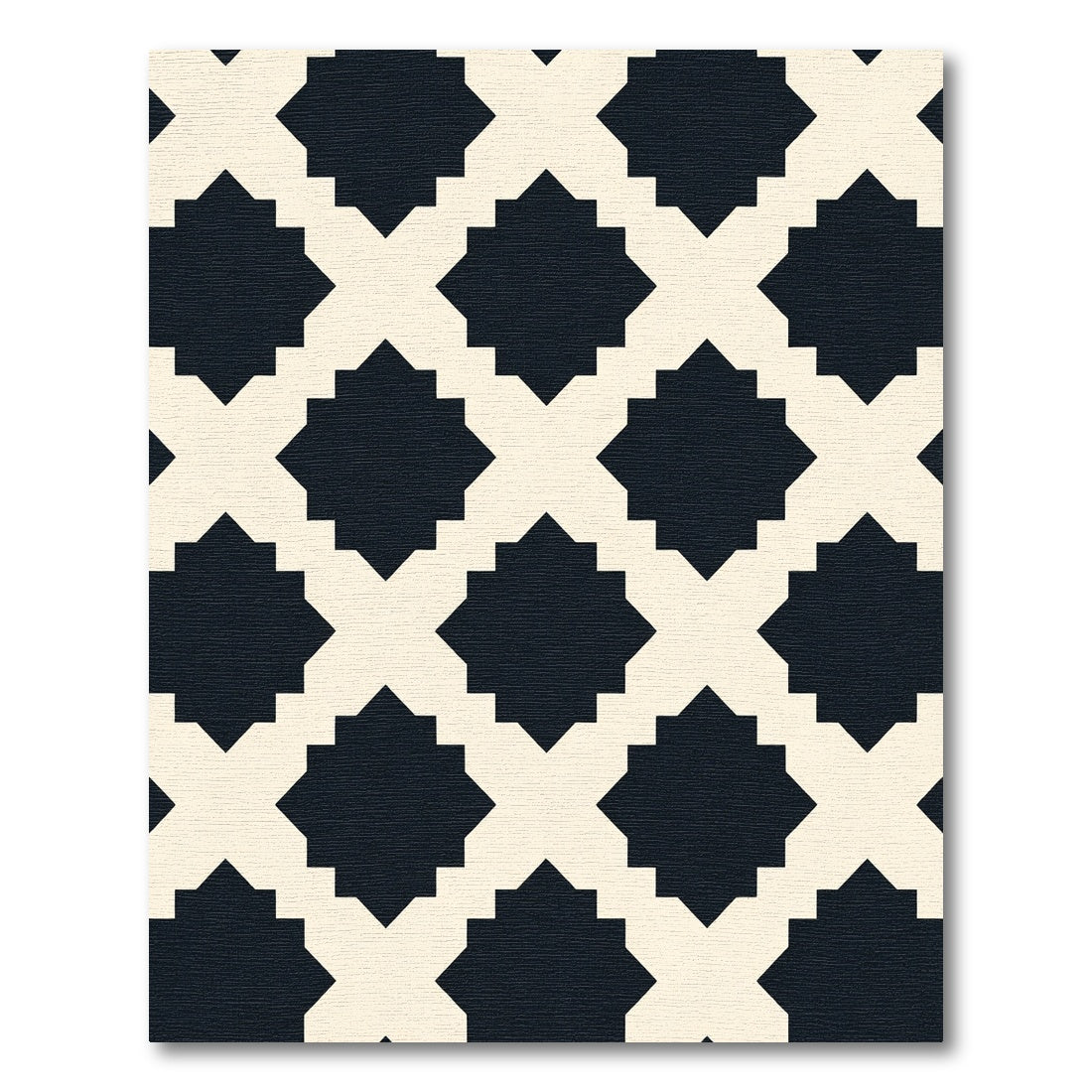 Black Cream Geometric Octagon Overlay Rug