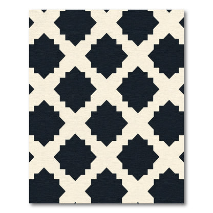 Black Cream Geometric Octagon Overlay Rug