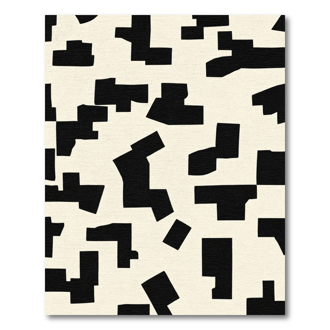 Abstract Black Cream Fragment Composition Rug