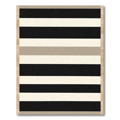 Neutral Black And Cream Stripes Rug